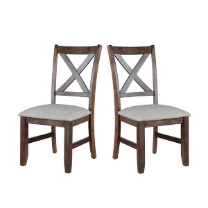 Rubberwood Side Chair with Removable Leatherette Seat, Side Stretchers and Easy-Care Cushion (Set of 2) - 1 of 4