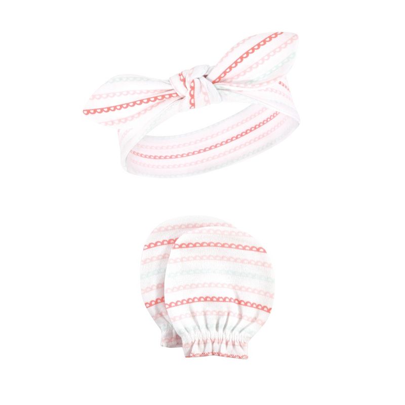 Hudson Baby Infant Girl Cotton Headband and Scratch Mitten Set, Cupcake, 0-6 Months, 4 of 8