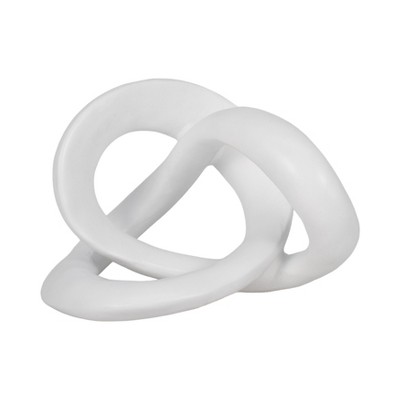 Glam Resin Decorative Knot Sculpture - Modern Accent for Home, Office, Bedroom & Living Room - Stylish Abstract Tabletop Art Piece - 7" White