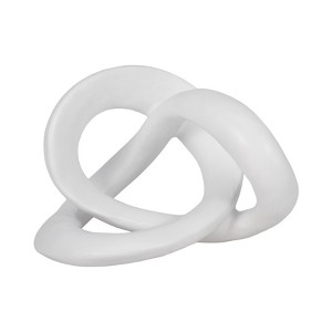 Glam Resin Decorative Knot Sculpture - Modern Accent for Home, Office, Bedroom & Living Room - Stylish Abstract Tabletop Art Piece - 7" White - 1 of 4