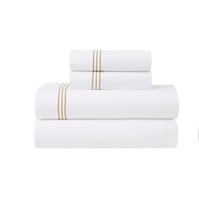 Cotton Three-Line Embroidered Sheet Set by Blue Nile Mills