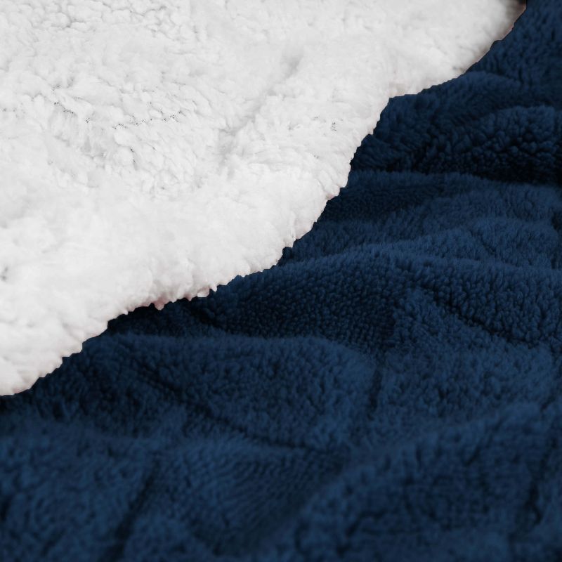 Nuuk Jacquard Lattice Fleece Plush Reversible Throw Blanket Medium Weight Fluffy Bedding by Blue Nile Mills, 3 of 7