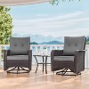 ALAULM 3 Pieces Patio Swivel Rocker Wicker Chairs-Outdoor Swivel Rocking Chairs with 1 Rattan Coffee Table - 3 of 4