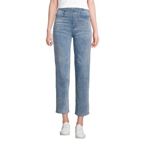 Lands' End Women's Starfish High Rise Knit Denim Straight Crop Jeans - 1 of 4