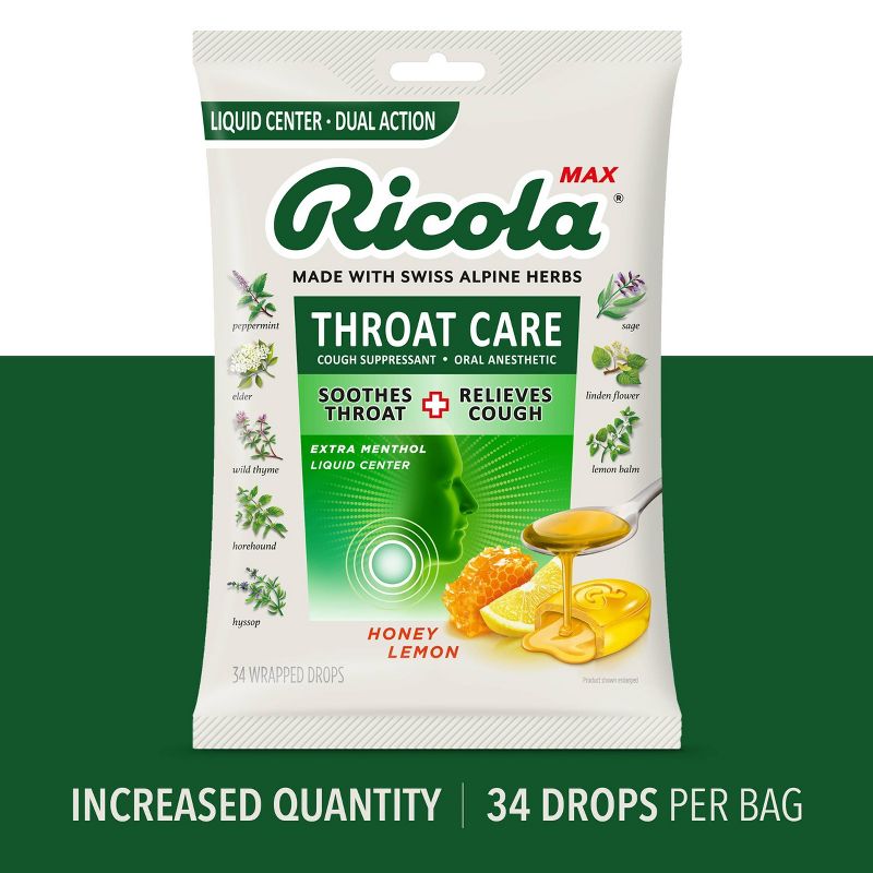 Ricola Max Throat Care Drops - Honey Lemon - 34ct, 4 of 10