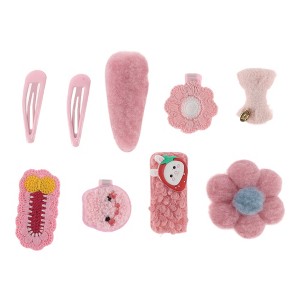 Unique Bargains Girl's Fashion Cute Flowers Hair Clips Pink 9 Pcs - 1 of 3