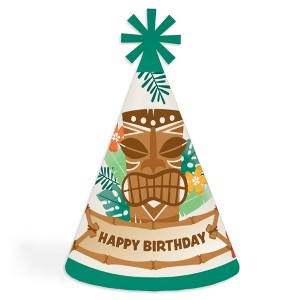 Big Dot of Happiness Tropical Luau - Cone Happy Birthday Party Hats for Kids and Adults - Set of 8 (Standard Size) - 1 of 4