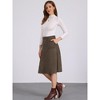 INSPIRE CHIC Women's Casual Solid Faux Suede Pockets Stretch A-line Midi Skirt with Belt - 2 of 4