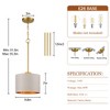 LamQee Drum Shaded Chandelier Modern Gray and Gold Hanging Ceiling Light for Kitchen Island Dining Room - 3 of 4