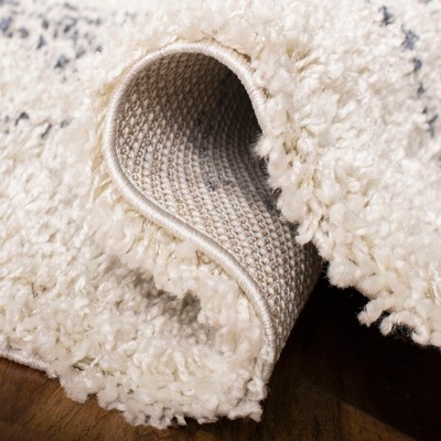 Pro Lux 5'1" Square Blue and Cream Shag Rug