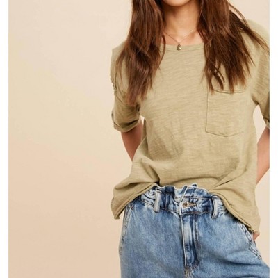Women's Washed Short Sleeve Pocket Tee - IN-LOOM