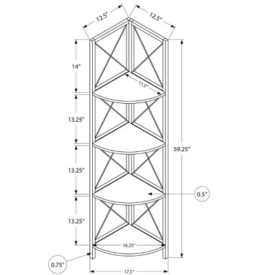 Black Metal and White Marble Corner 4-Tier Bookcase