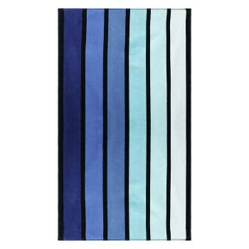 Faded Stripes Cotton Velour Quick-Dry Oversized Beach Towel by Blue Nile Mills