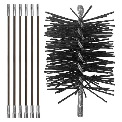 Chromex 18-Ft. Chimney Cleaning Kit with Six 3-Ft. Fiberglass Rods, Premium Poly Brush, and 1/4-In. NPT Fittings
