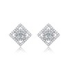 Rhodium-Plated Square Stud Earrings with Sparkling Cubic Zirconia for a Sleek and Elegant Look - 3 of 3