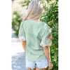 Amaryllis Women’s Embroidered Floral Sleeve Boho Peasant Top Relaxed Fit Tassel Tie V-Neck Lightweight Casual Blouse - 4 of 4