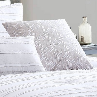 Boston White Cotton King Comforter Set with Decorative Pillows