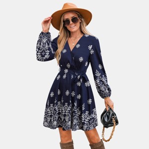 Women's Bohemian Floral Print Long Sleeve Dress - Cupshe - 1 of 4