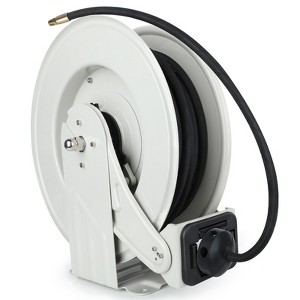 Mojgar Oil Hose Reel, 1/4 inch x 50 ft Retractable Fuel Hose Reel, Adjustable Support Arm and Pipe Gripper - 1 of 4