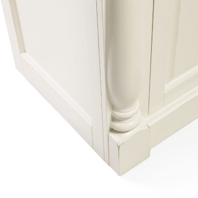 Elegant Distressed White Carved Sideboard with Adjustable Shelves