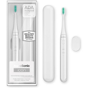AquaSonic Icon Rechargeable Electric Toothbrush - ADA Accepted, Magnetic Holder, Slim Travel Case, 2 Brushing Modes, Timer - 1 of 4