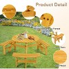 Zevemomo 6 Person Wood Picnic Table,Round Tabletop with Umbrella Hole,3 Built-in Curved Benches,1720LBS Total Capacity for Garden, Light Wood Color - 3 of 4