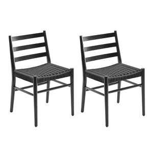 Bencmate Accent Chairs, Rattan Dining Room Chairs Comfortable Woven Seat, Fully Assembled, Black, 19"*16"*32" - 1 of 4