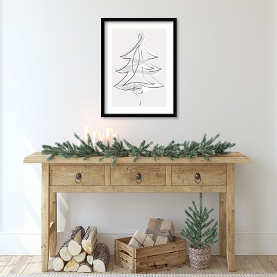 Merry Christmas Black and White Wood Framed Wall Art