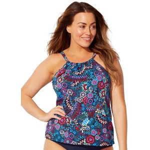 Swimsuits for All Women's High Neck Tankini Top (Plus Sizes Available) - 1 of 4