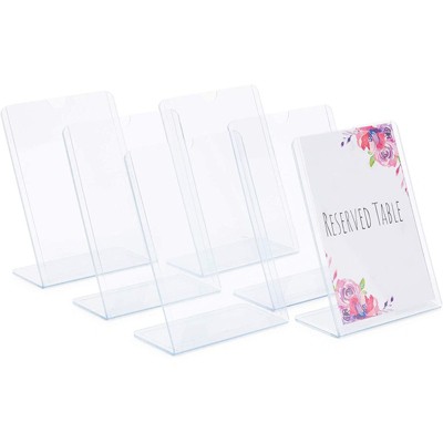 Juvale6 Pack Clear Plastic Sign Holder, Table Top Vertical Sign Display (4x6 in)