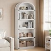 5-Shelf Arched Bookcase, 71.7" Tall Wooden Display Storage Rack for Home Office, Farmhouse Bookshelf - 2 of 4