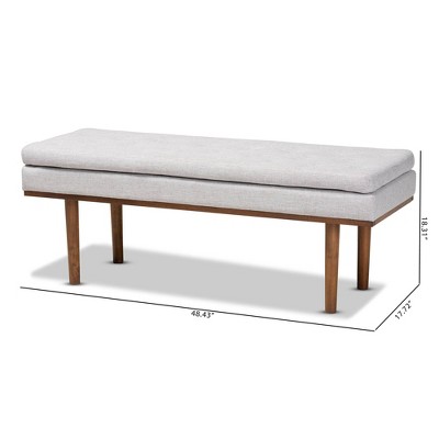 Arne Walnut and Gray Upholstered Mid-Century Bench