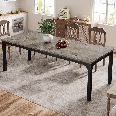 Okak Farmhouse Wood Large Collaborative Desk Rectangle Dining Table,Long Modern Kitchen Dinner Table for Dining Room,Breakfast Nook