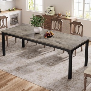 Okak Farmhouse Wood Large Collaborative Desk Rectangle Dining Table,Long Modern Kitchen Dinner Table for Dining Room,Breakfast Nook - 1 of 4
