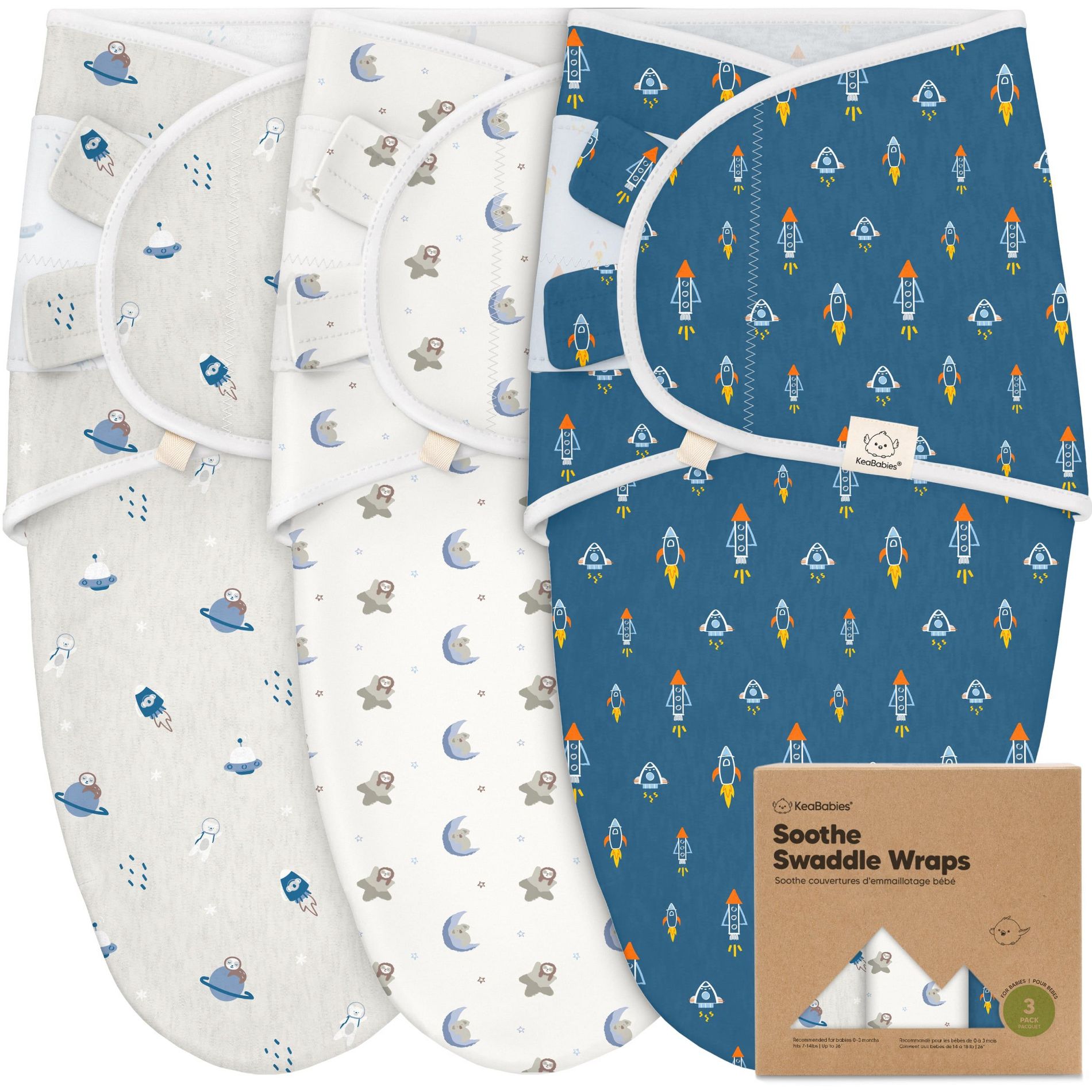3pk Soothe Baby Swaddle 0-6 Months, Organic Baby Swaddle Sleep Sacks, Newborn, Infant Swaddle Sack (Cosmo)