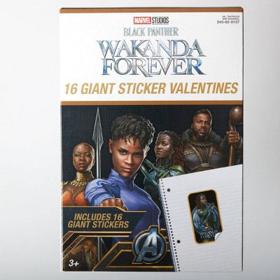 Black Panther 16ct Giant Sticker Valentine's Day Classroom Exchange Cards - Paper Magic