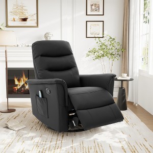 270° Swivel Recliner Massage Sofa Nursery Rocker Glider Accent Chair Leisure Lounge Chair with Adjustable Backrest & Side Pocket - ModernLuxe - 1 of 4