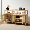 60" Rattan Sideboard Buffet Cabinet with Solid Wood Frame, Push-to-Open Doors, Adjustable Shelves, and Wire Management for Dining Room - 3 of 4
