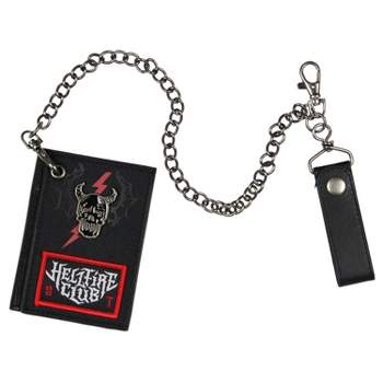 Stranger Things Hellfire Club Demogorgon Hunter Tri-Fold Snap Chain Wallet Black