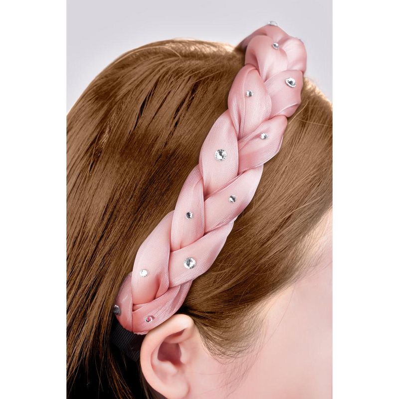 Liv & Ava BRAIDED HEADBAND WITH CRYSTAL Pink, 2 of 3