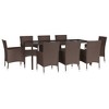 vidaXL Patio Dining Set with Cushions Outdoor Furniture Brown Poly Rattan - 74.8" Table Length 8 Pieces - 3 of 4