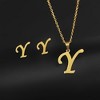Initial Letter Pendant Necklace Earrings Set for Women Gold Plated Stainless Steel by Ginger Lyne - 2 of 4