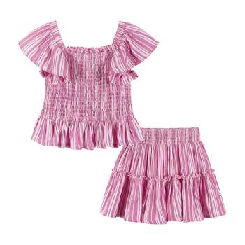 Girls Pumpkin Preppy Ruffle Top And Plaid Skirt Set - Mia Belle Girls :  Target