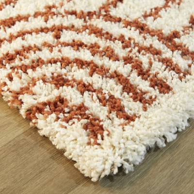 White and Orange 5' x 7' Shag Kids Area Rug