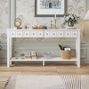 KTMBDW Long Console Table Entryway Table with Different Size Drawers and Bottom Shelf, Narrow Storage Sofa Table for living room Entryway, White - image 2 of 4