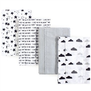 Hudson Baby Infant Cotton Flannel Burp Cloths 4pk, Moon And Back, One Size - 1 of 1