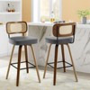 Bekrvio 26"/29" Mid-Century Modern Swivel Bar Stools Set of 1/2/3/4- Faux Leather Upholstered with Back and Bent Wood Legs,Ideal for Kitchen Island - 2 of 4