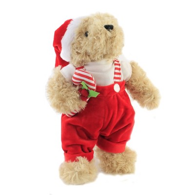 Christmas 14.0" Nicholas Bear With Candy Cane Christmas  -  Decorative Figurines