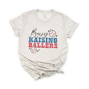 Simply Sage Market Women's Busy Raising Ballers Baseball Colorful Short Sleeve Graphic Tee - 1 of 4