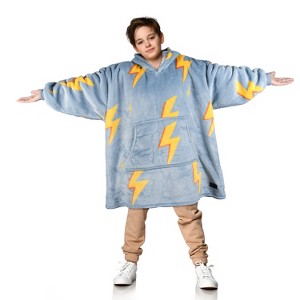 Solaris Fleece Blanket Hoodie Sweatshirt for 7-16yr Kid Teen Youth, Cozy Warm Plush Fleece Wearable Blanket Pullover with Larger Pocket - 1 of 4